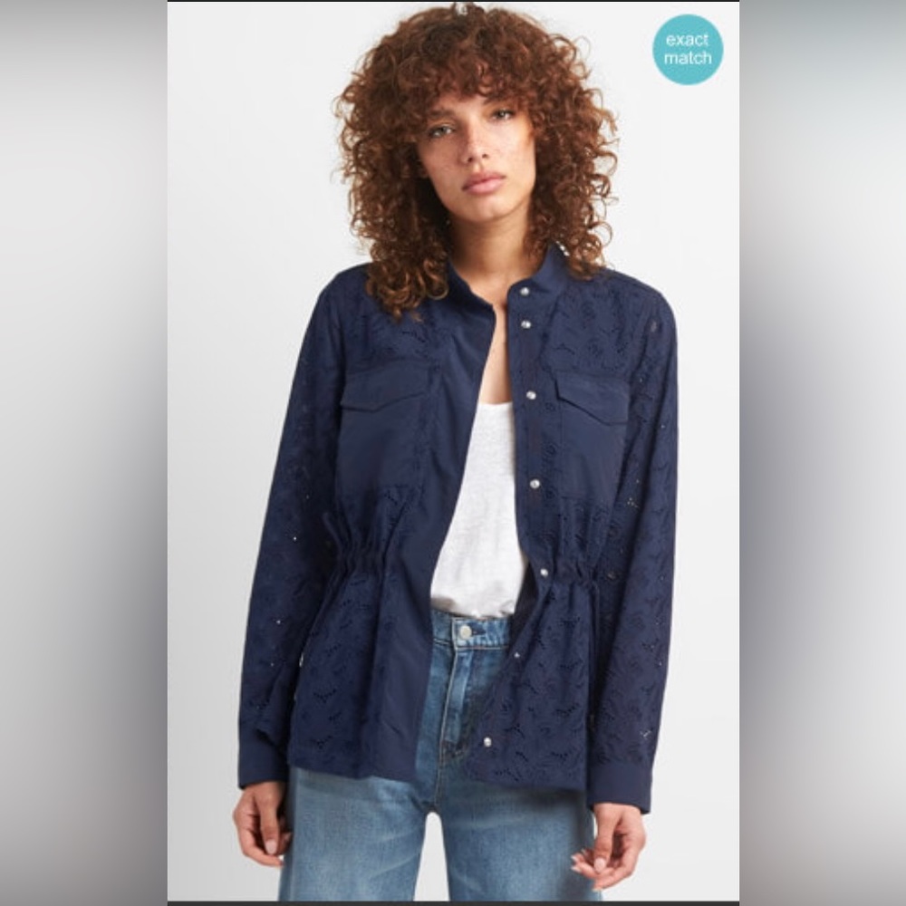 NWT Gap eyelet utility jacket navy